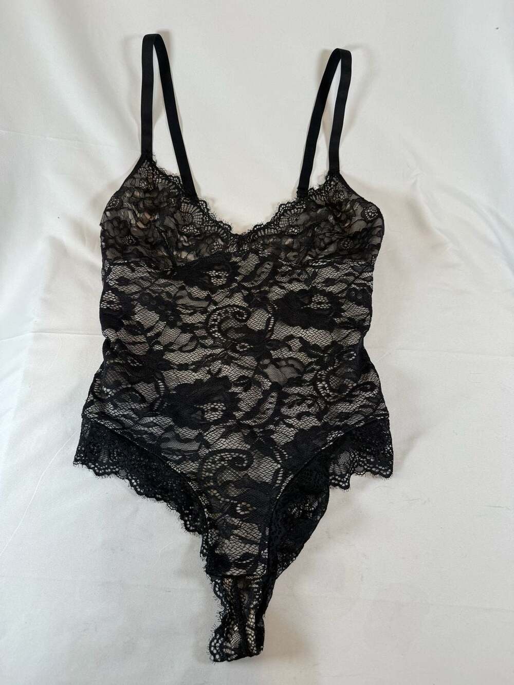 Women’s Black Lace Shapewear Bodysuit Size 2XL Thong Tummy Control Lingerie Whis